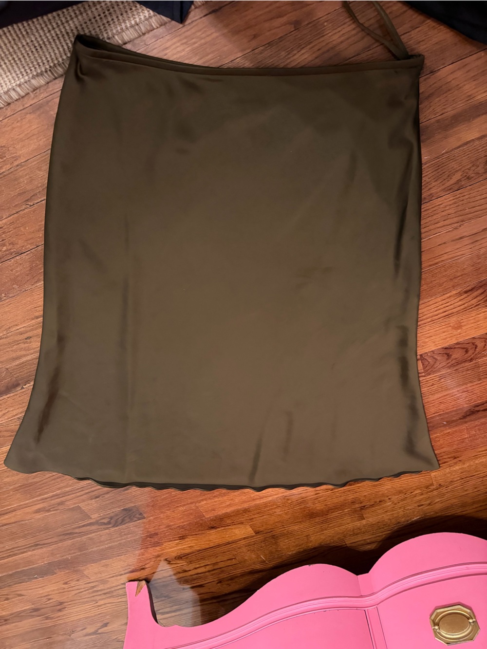 Antonio Melani Olive green satin midi skirt